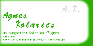 agnes kolarics business card